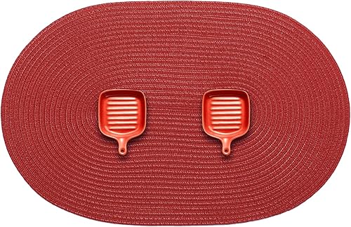 Miniatura 1 de AHHFSMEI Juego de 6 manteles individuales redondos trenzados para mesas de comedor, tejidos naturales, resistentes al calor, 15 pulgadas (beige)