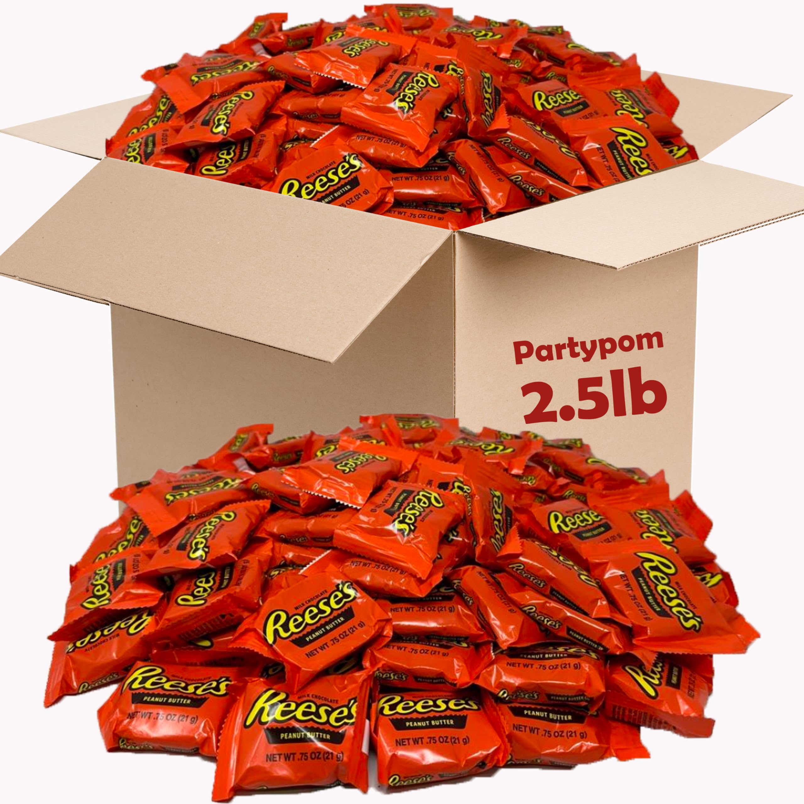ReesePeanut Butter Cups, Snack Size Milk Chocolate Peanut Butter Candy Bars, 2.5 Lb of Individually Wrapped Bulk Chocolate Candy, Peanut Butter Treat Size Bars