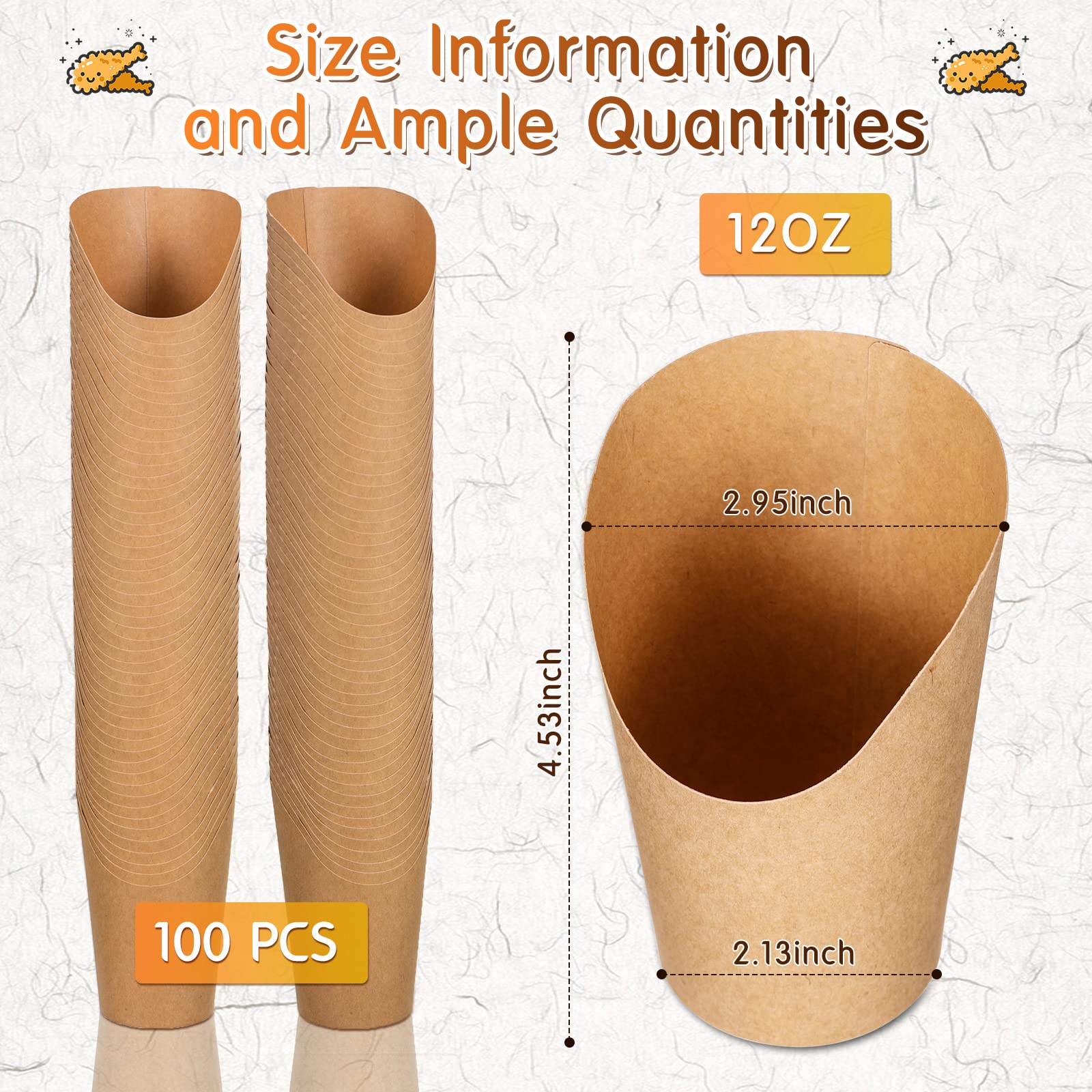 SHUESS 100 Pack 12oz Kraft French Fries Holder - Uganda
