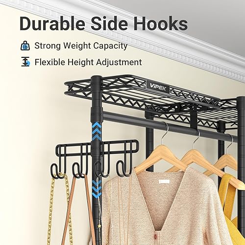 Miniatura 3 de VIPEK V3 Nano Perchero con 4 semirestantes y 3 estantes estándar, perchero para colgar ropa, sistema de armario independiente, armario de metal