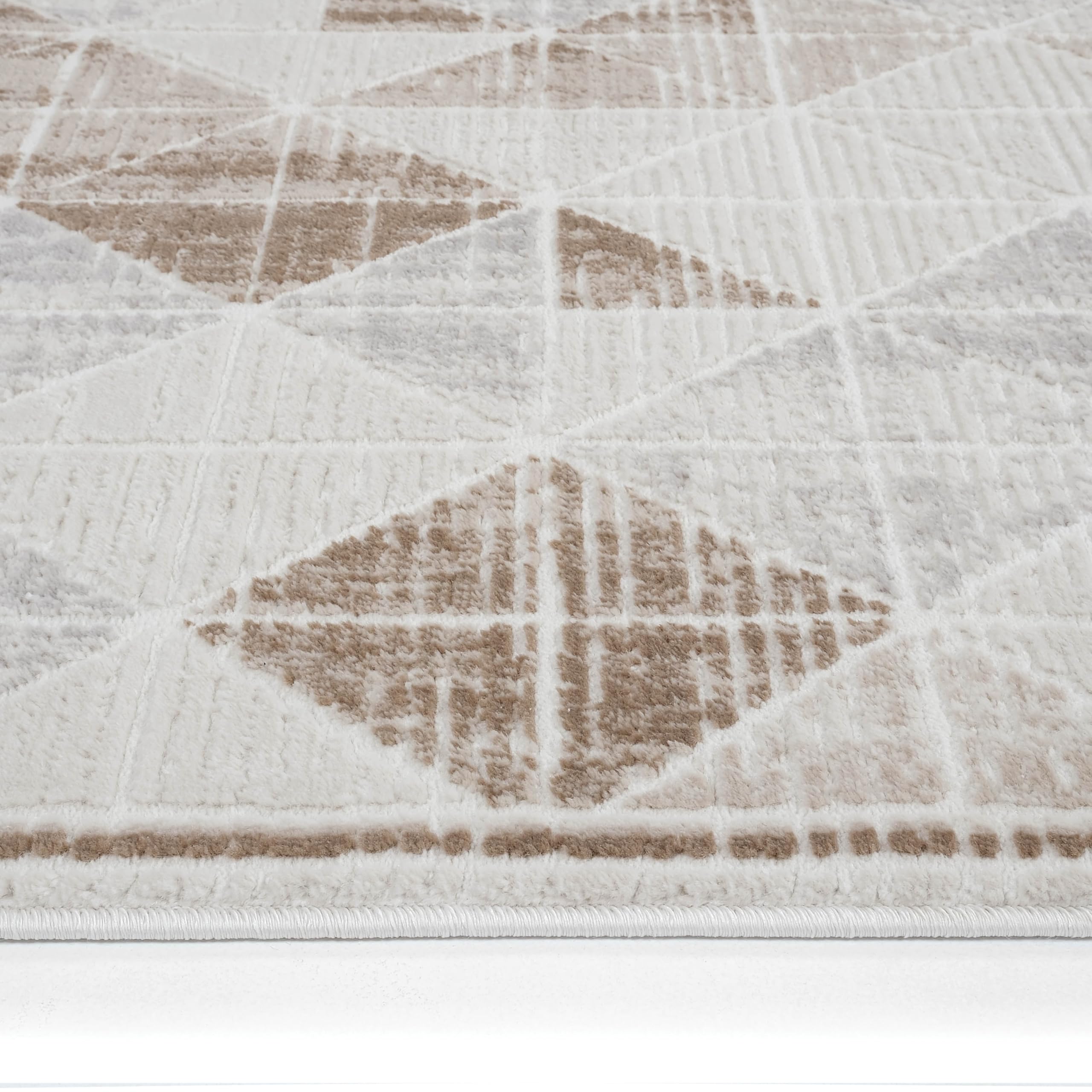 Cool Halı Nevada 2503 Krem Bej Halı Modern Çizgili Makina Halısı Parlak Doku Ev Oda Oturma Odası Salon Halısı
