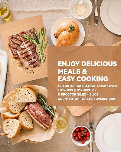 Miniatura 6 de 125 forros de papel pergamino para freidora de aire compatibles con horno tostador de 4 rebanadas BLACK+DECKER TO1745SSG-1A, hojas de horno