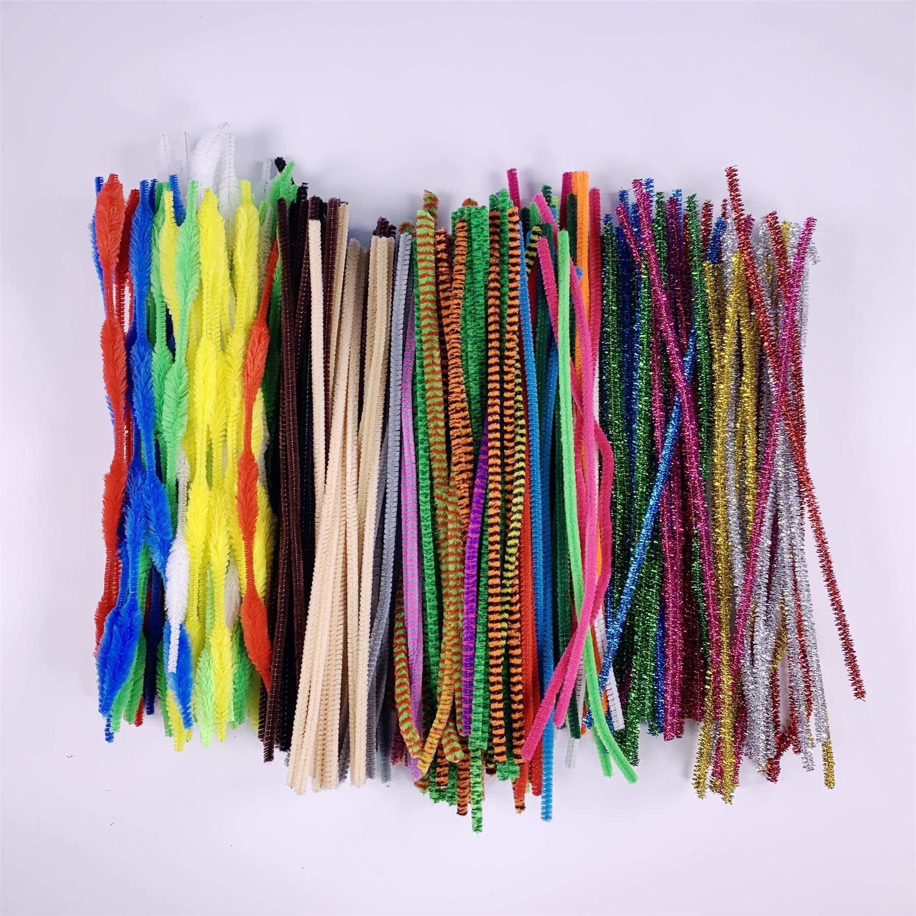 Pipe Cleaners Long Multi Coloured Multi Effect Classpack 250 pack 30cm Craft Stems - includes skin tone, bumpy, tinsel, animal print and standard pipe cleaners