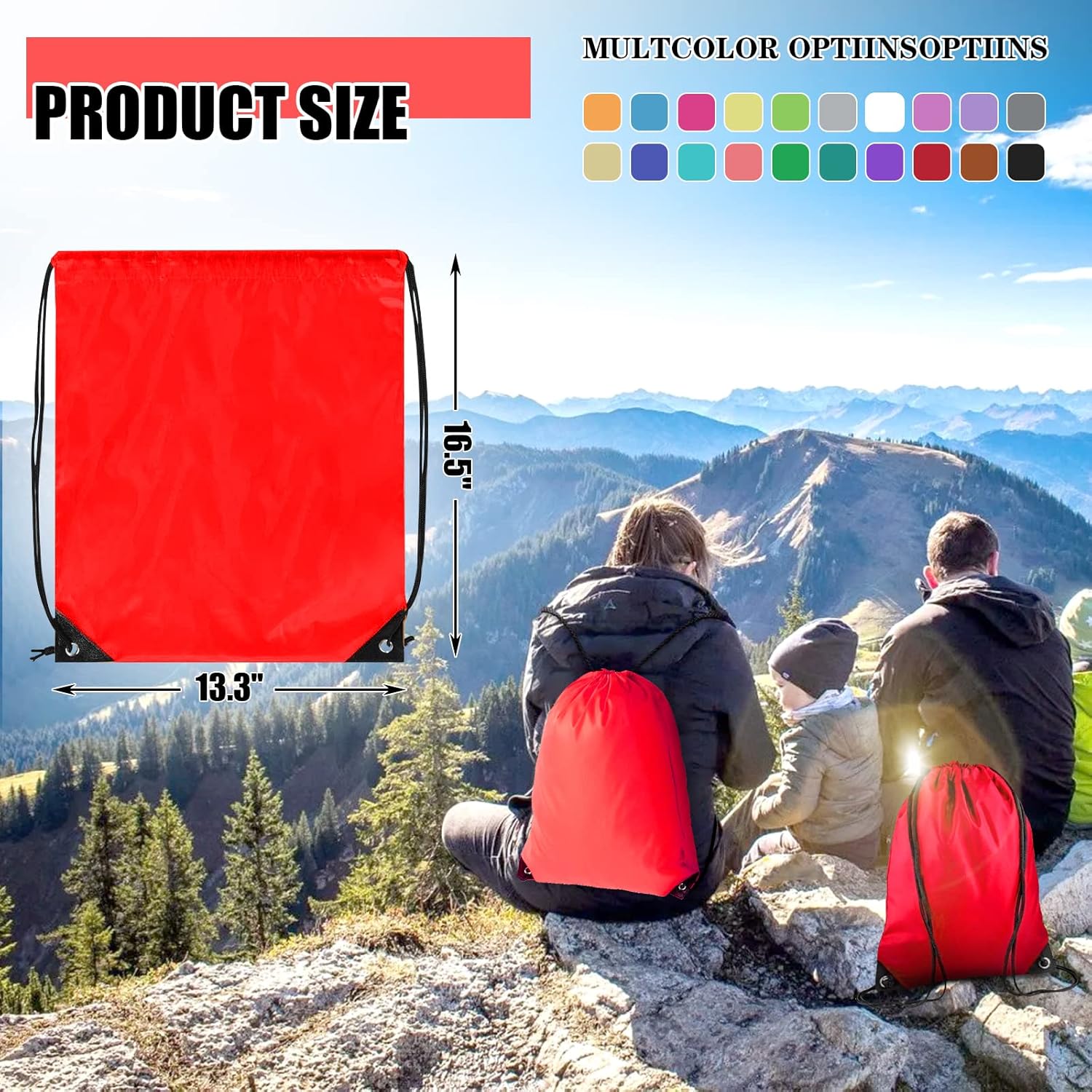 60 Pieces Drawstring Backpack Bulk Cinch Sackpack Ployster Drawstring Bags for Gym Party Trip(Red) - Image 4