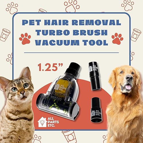 Miniatura 3 de Herramienta de aspiradora de cepillo turbo para depilación de mascotas, accesorio para aspiradora de pelo de mascotas y dos adaptadores para