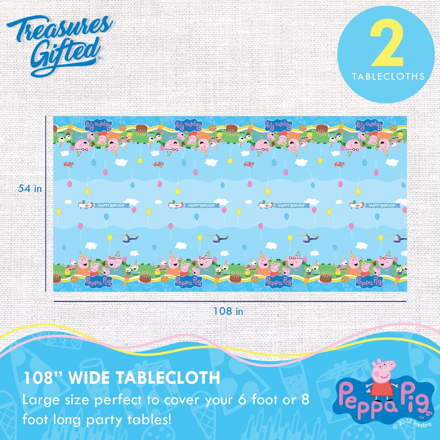 Treasures Gifted Officially Licensed Peppa Pig Birthday Party Supplies - Serves 24 Guests, Dinnerware Deluxe Set and Peppa Pig Backdrop