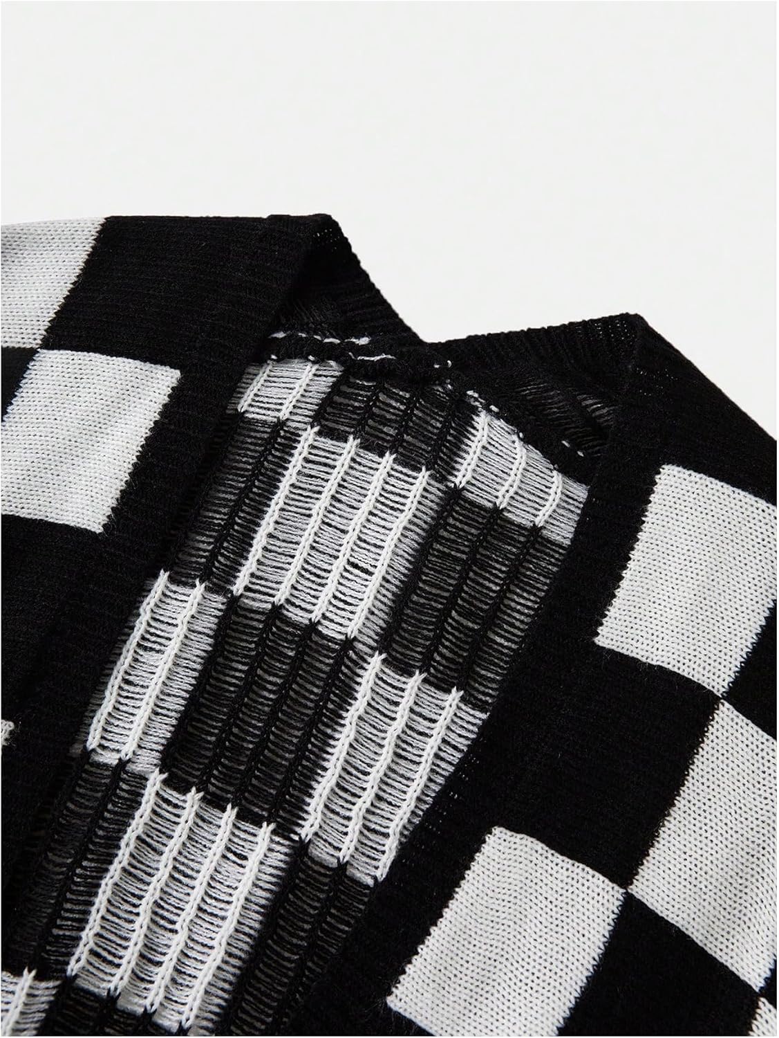 SOLY HUX Women's Long Sleeve Oversized Sweater Checkered Cardigan Open Front Outerwear Tops - Image 4