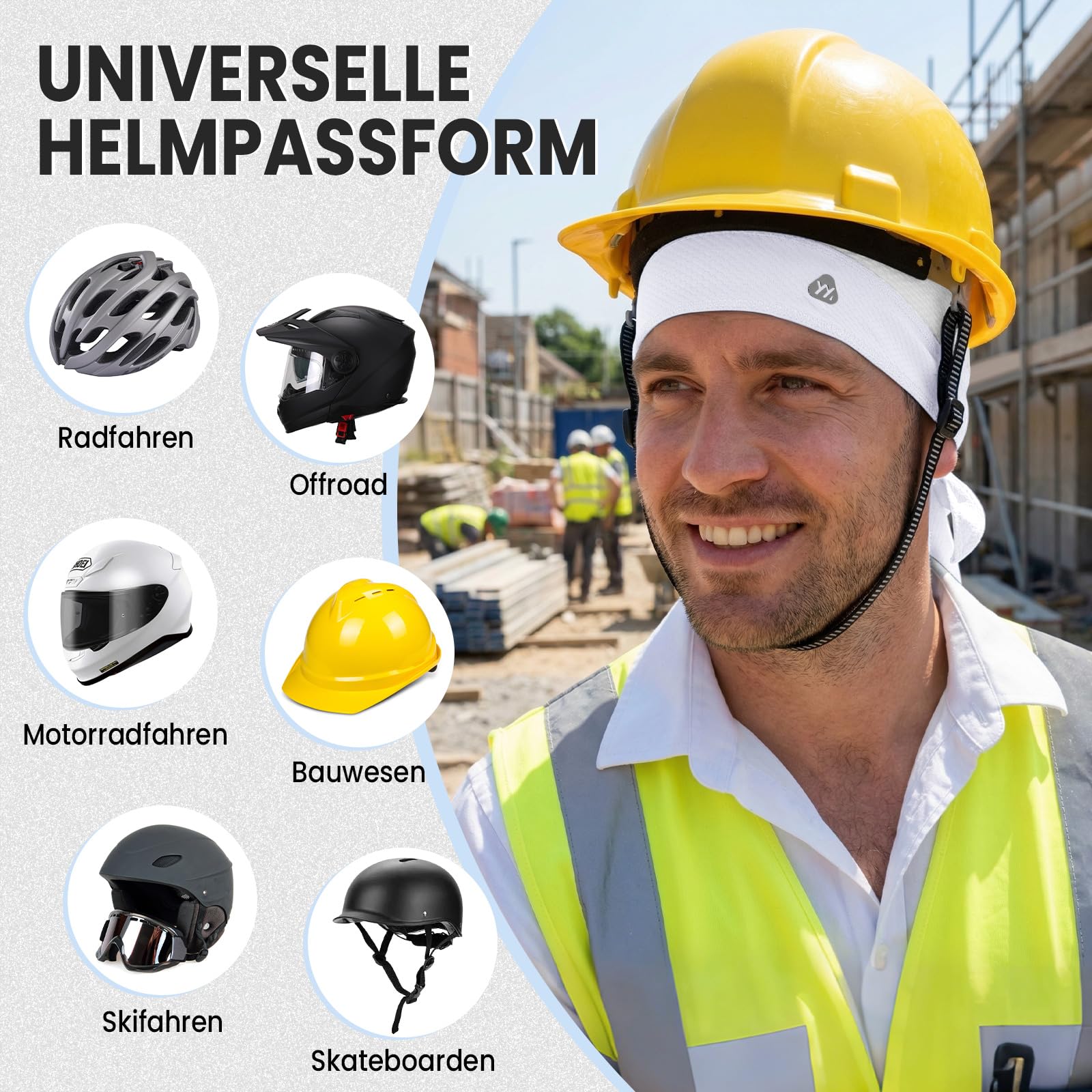 YANIKY Sport Bandana mit verlängertem​ Nackenschutz,Kopftuch Herren Damen Atmungsaktives Mehrfachpack als Unterziehhaube,Durag für Outdoor Laufen Arbeit