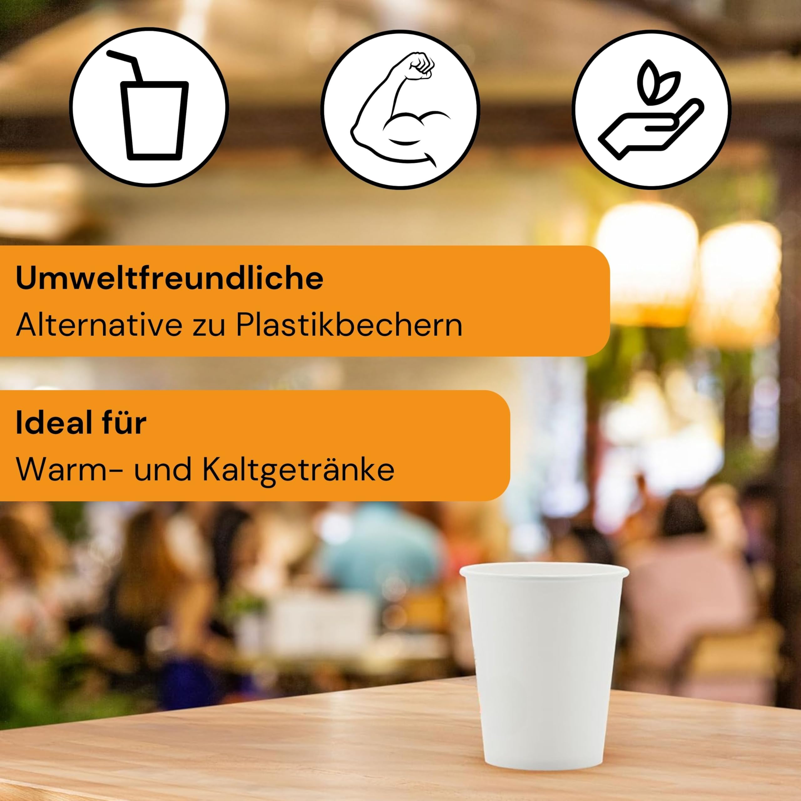 LogiPack 200 Stück Pappbecher 250ml / 8 oz Ø 80 mm Weiß - Bio Einwegbecher plastikfrei - Kaffeebecher Nachhaltig & Recycelbar - Für Kaffee, Smoothies, und mehr