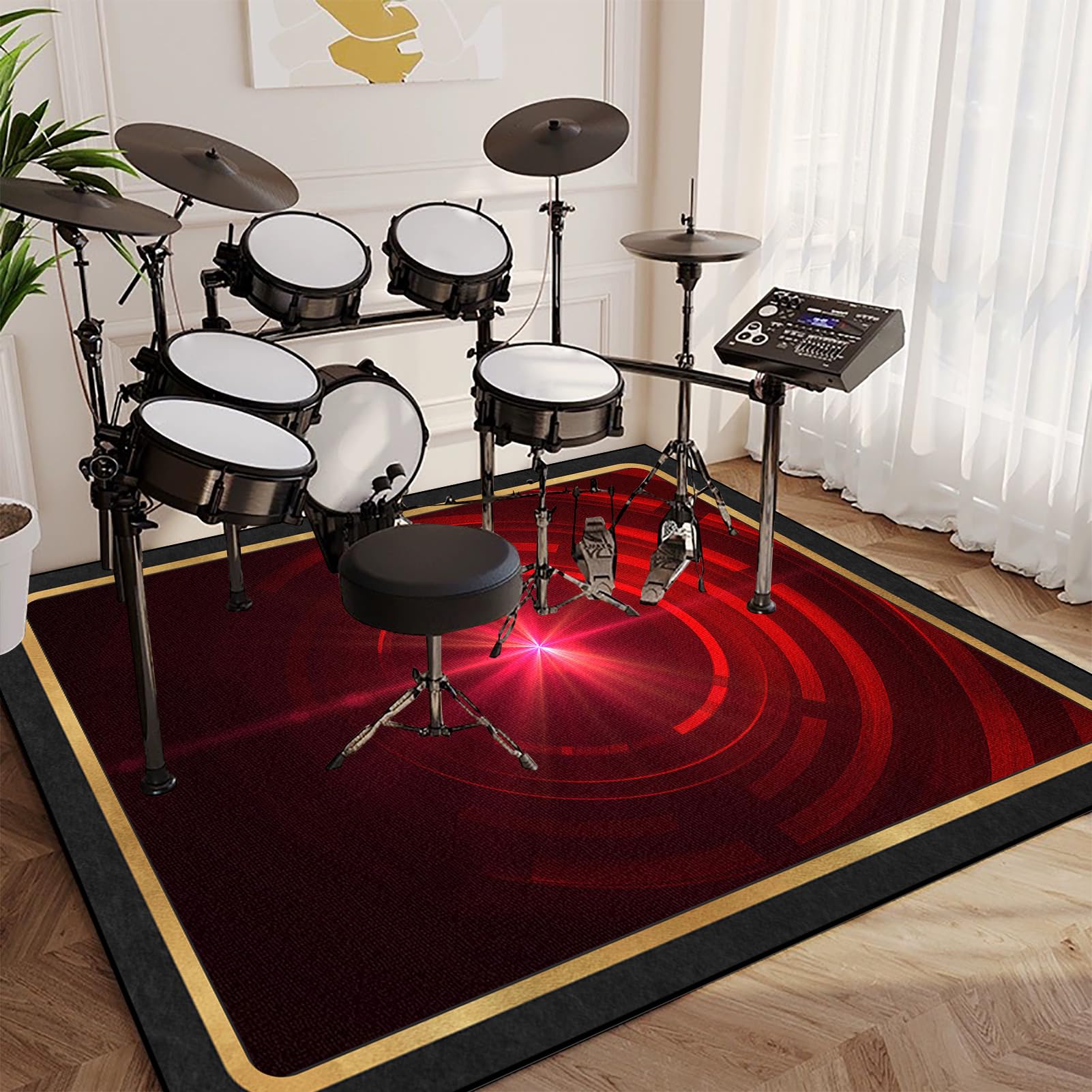 140 x 120 cm dywanik bębnowy, antypoślizgowy dźwiękoszczelny dywan, profesjonalny koc bębnowy, elektroniczny dywanik bębnowy do wirowania akustycznego bębna do gry na sny i innych instrumentów