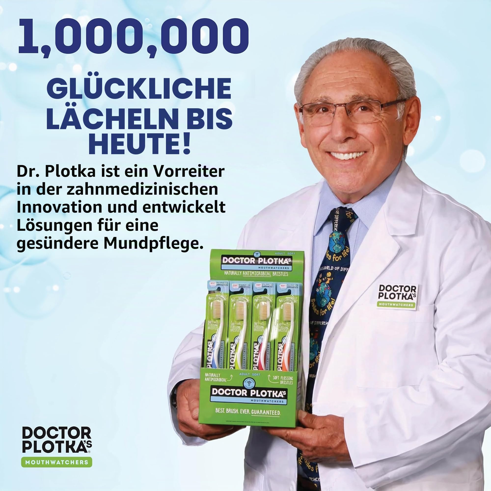 MOUTHWATCHERS Doctor Plotka's Floss Borsten-Zahnbürste, für Erwachsene, 8 Stück