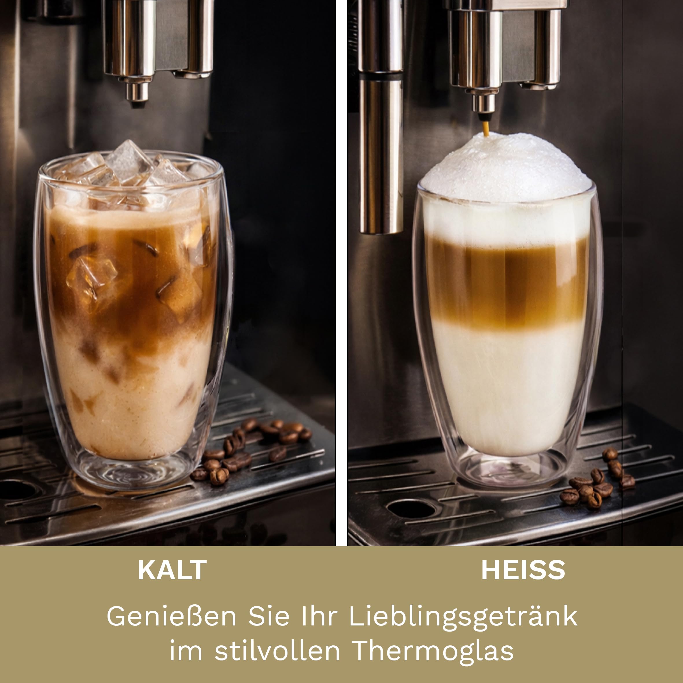 Creano Thermogläser doppelwandig 400ml „DG-SH“, 12er Set, große doppelwandige Gläser aus Borosilikatglas, Kaffeegläser, Teegläser, Latte Macchiato Gläser