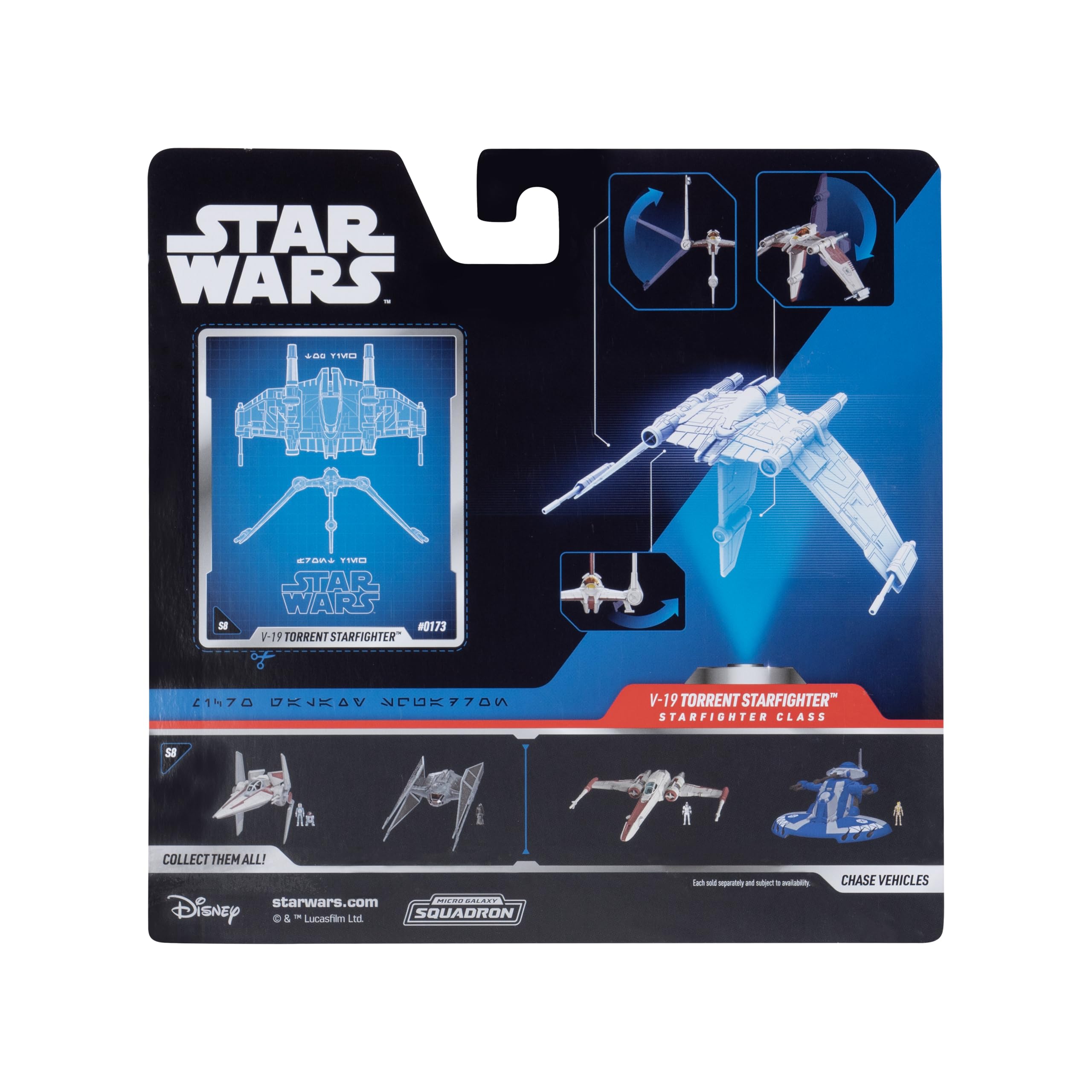 Star Wars Micro Galaxy Squadron V-19 Torrent Starfighter Véhicule 5" avec Ailes Pliantes et aileron arrière + Accessoire de Figurine de 2,5 cm