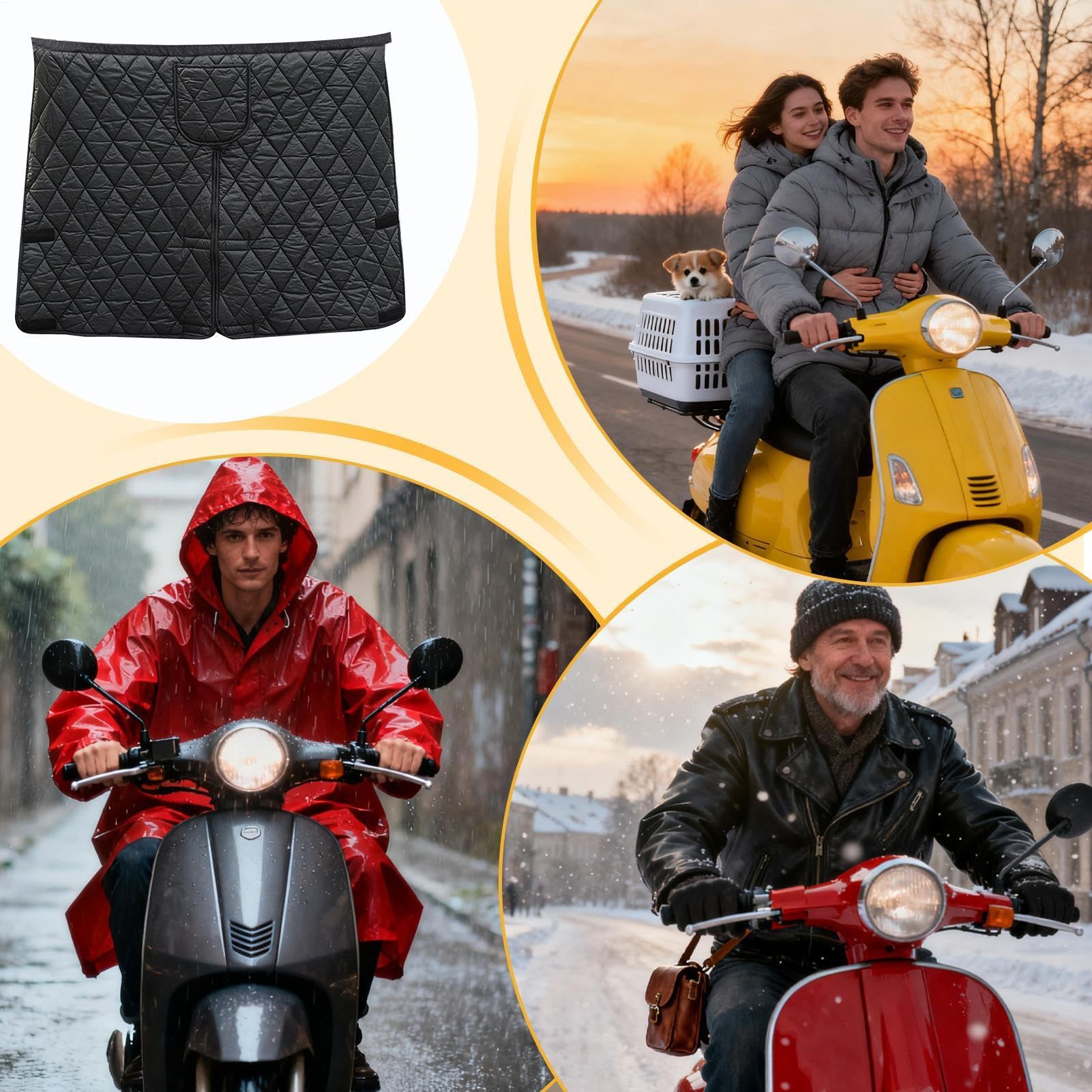 Couvre-jambes d'hiver pour moto - Protection des jambes - Imperméable - Avec doublure en polaire - Pour temps froid - Protection des genoux - Pour l'hiver et l'extérieur - Cyclomoteur - Moto