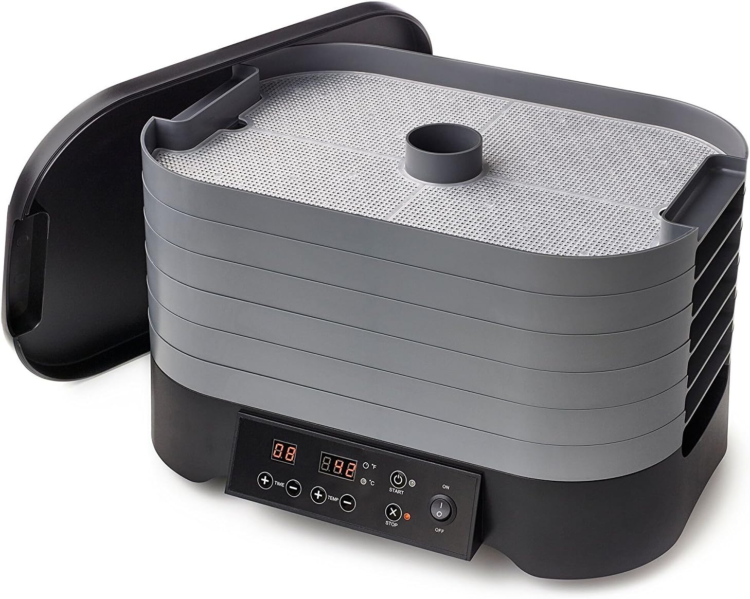 Excalibur STS60B 6-Tray Stackable Electric Food Dehydrator with Digital Control Featuring 48-Hour Timer Includes Mesh Screens Yogurt Cups and Drying Sheets, 6-Tray, Gray