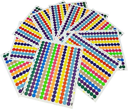 2040 calcomanías de puntos de colores redondas de 12 pulgada, etiquetas de código de color redondas para oficinas, aulas, papel, etc., 14 colores