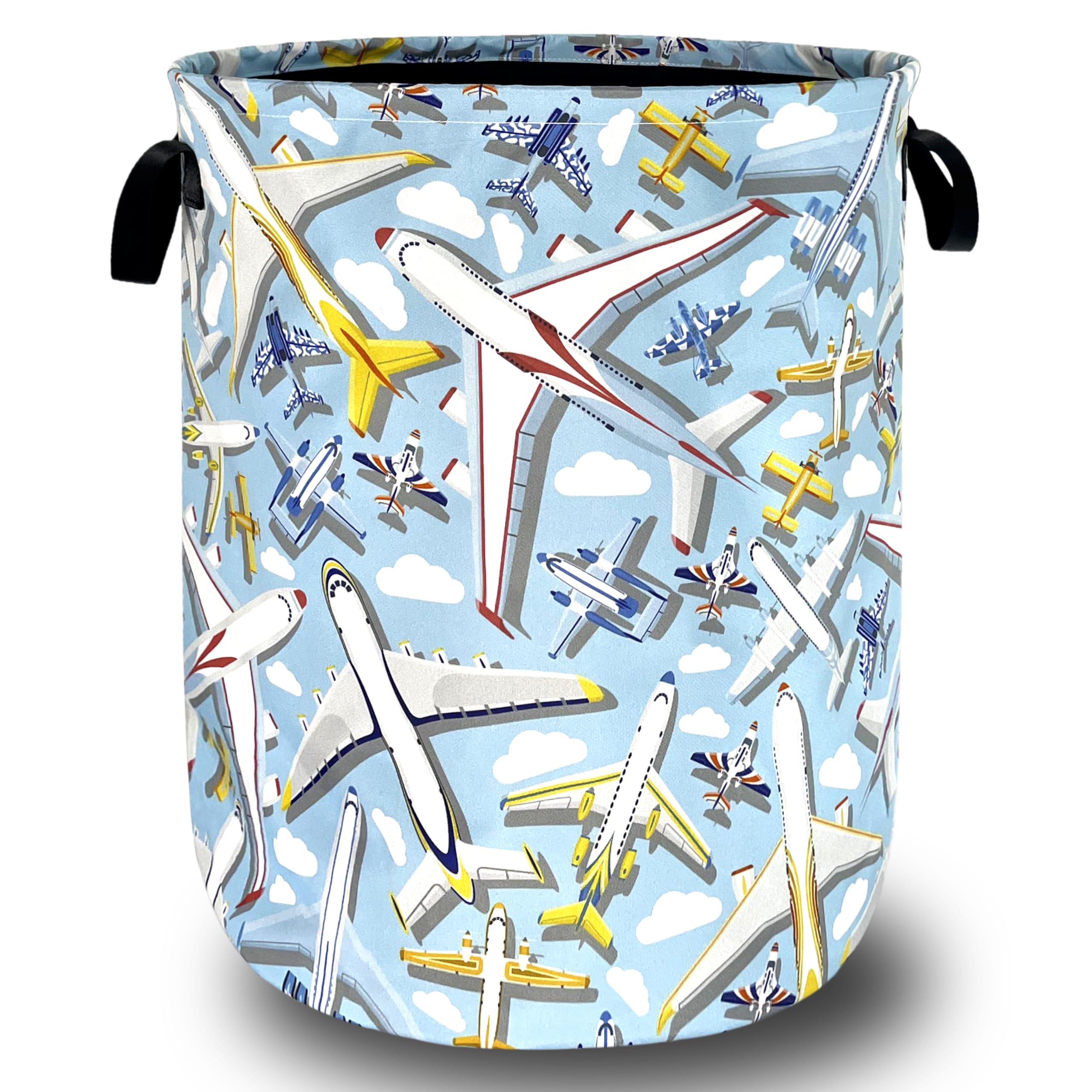 Cartoon Plane Laundry Basket Foldable Funny Laundry Hamper With Handle Oxford Cloth Portable Clothes Storage Organizer Basket 18.9