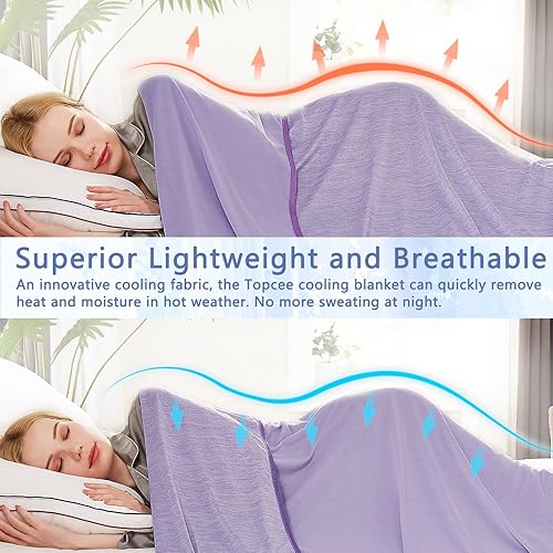 Miniatura 5 de Topcee - Manta refrescante para sudores nocturnos, absorbe el calor, adultos frescos en noches calurosas, con valor Q-max de 0.5, manta ultrafresca