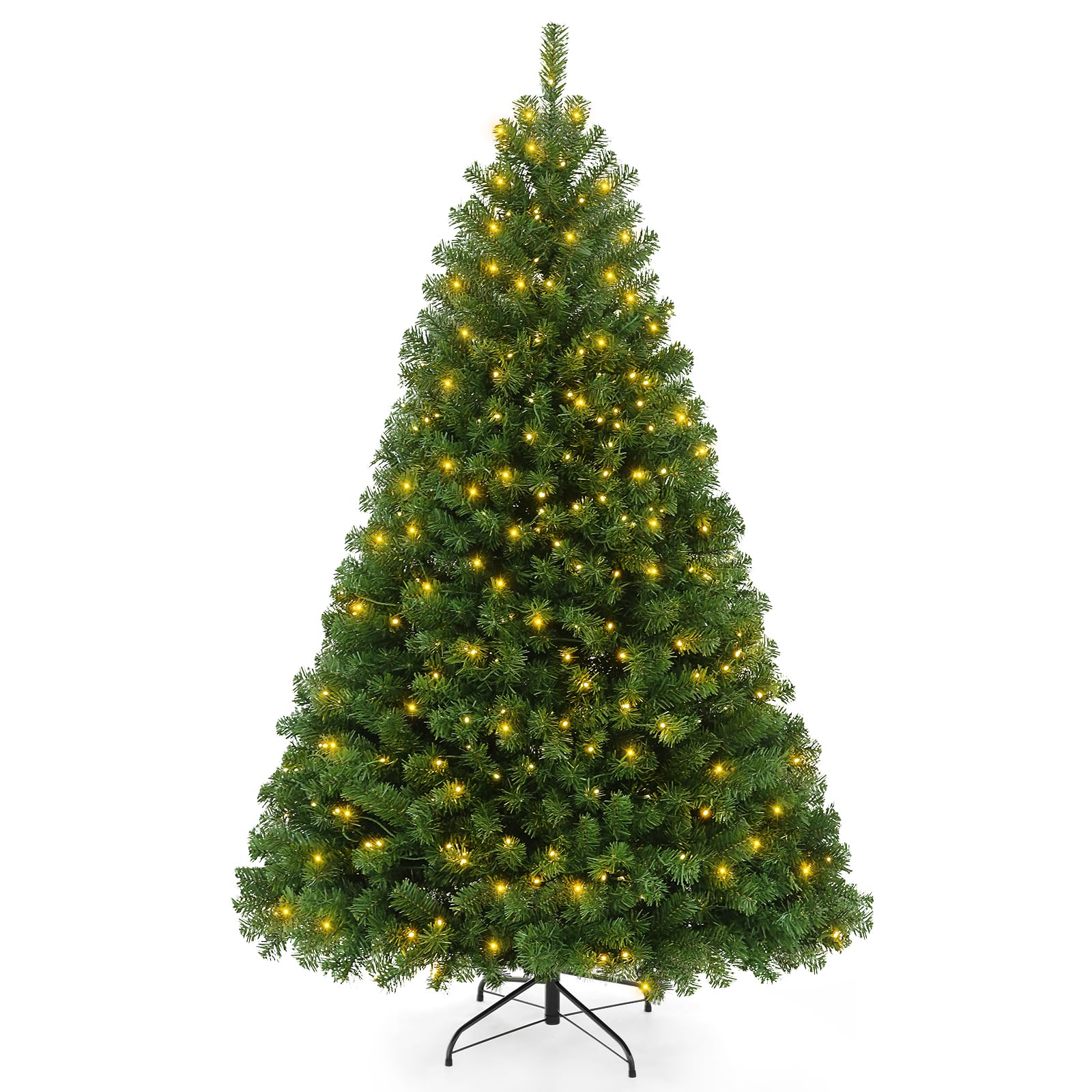 Himimi Artificial Pre-lit Christmas Tree with Warm White Lights, 6ft Green Premium Hinged Spruce Holiday Xmas Tree DMI-250