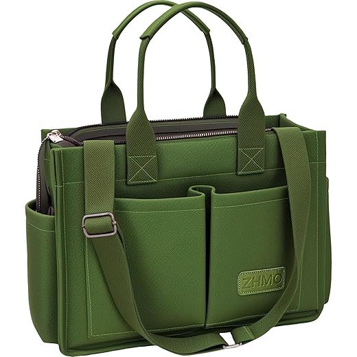 Tote Bag for Women With Compartments,Large Canvas Tote Women's Purse Crossbody Bags Work Laptop Book Bag Satchels Handbags