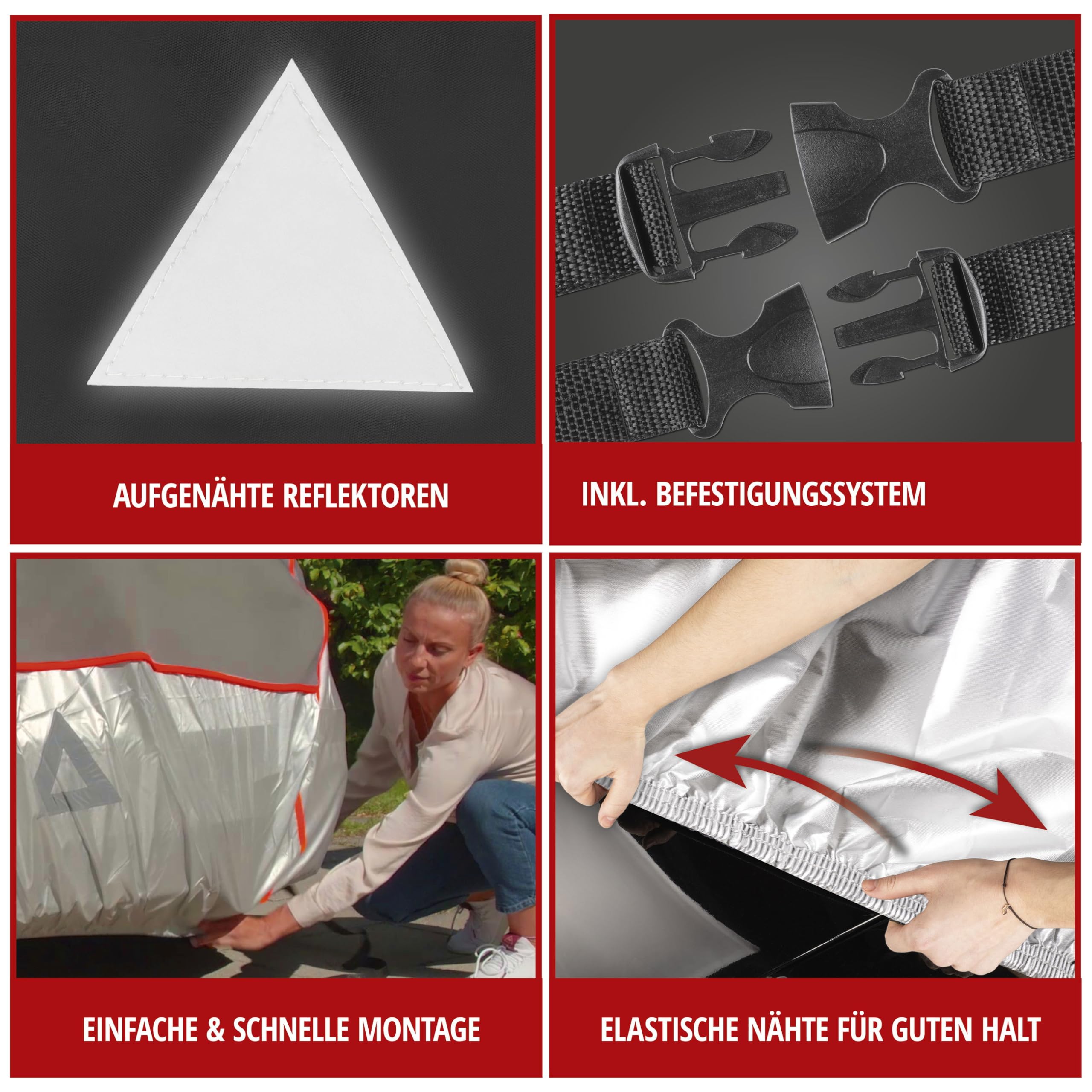 WALSER Hagelschutz Abdeckplane Auto, Autogarage Abdeckung, Abdeckplane Basic, Hagelschutzplane, Abdeckung 100% Polyester, Vollgarage, SUV XL - grau-Silber