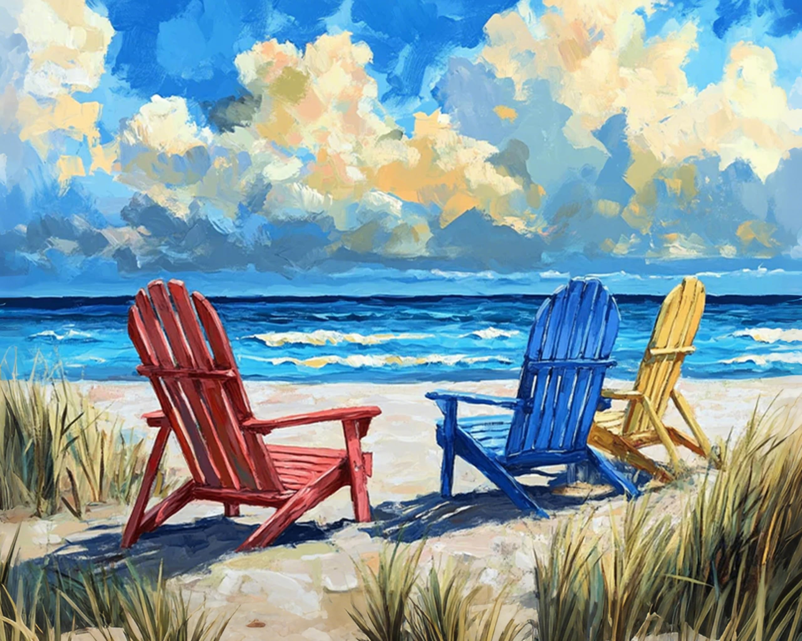 Geeheiy Trtduknf1p203 Paint By Numbers For Adults, Beach Painting By Numbers Kits For Adults Beginner, Diy Adult Paint By Numbers Canvas Kits For Gift Home Decor 16 X 20 Inch