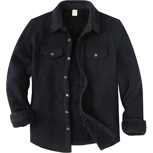 ZENTHACE Men's Warm Sherpa Lined Fleece Plaid Flannel Shirt Jacket(All Sherpa Fleece Lined)