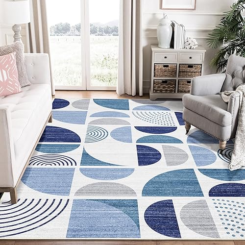 Miniatura 26 de MUJOO Alfombra Bohemia Lavable, Alfombras de Área de 4x6.5 pies para Dormitorio Sala de Estar Mesita de Noche Oficina, Alfombra de Piso Orage y