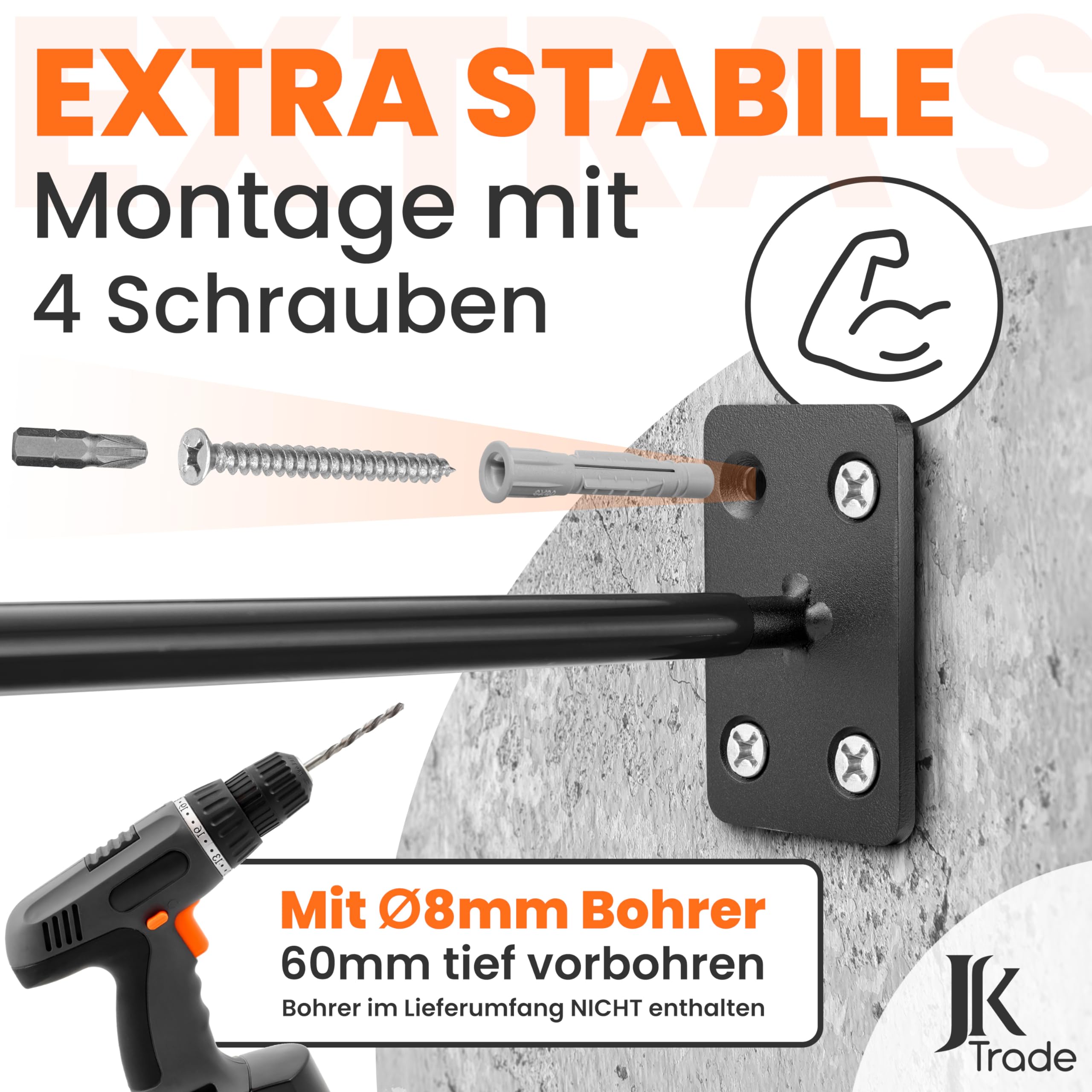 JK Trade® Lot de 4 supports muraux pour pneus de voiture avec vis et chevilles, protège-jantes, crochets muraux à visser pour pneus de voiture, équipements de jardin, jantes en aluminium, capacité de