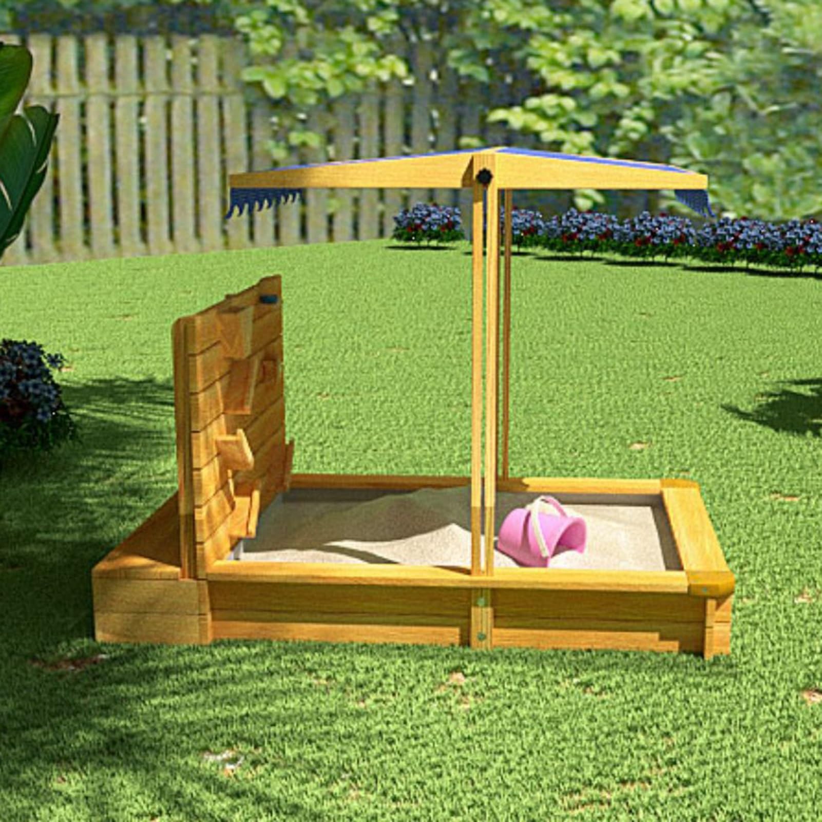 GKPSSURV Arenero con Tapa, Arenero para Patio de Playa, Pared de Arena, Forro Inferior, Arenero de Madera para Exteriores para Niños de 3 A 8 Años