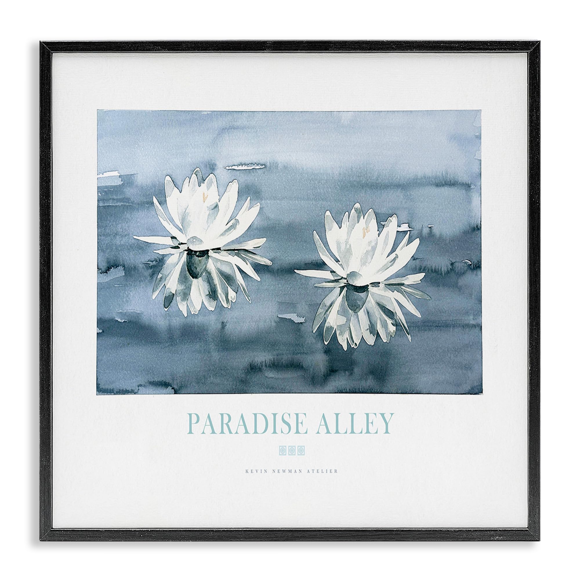 Stupell Industries 'Paradise Alley Water Lilies', Framed Giclee Art, Black, 17 x 17 Inches, Easy to Hang and Sturdy, Made in USA, by Jadei Graphics