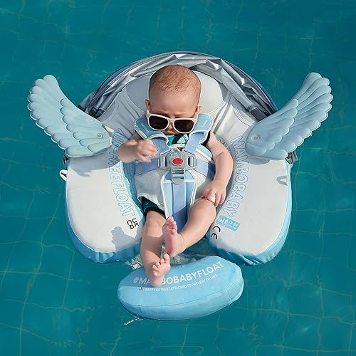 Mambobaby Float Add Tail - Flotador de natación para bebé con dosel, piscina sólida, entrenamiento de natación, flotadores de agua sin aire, anillo