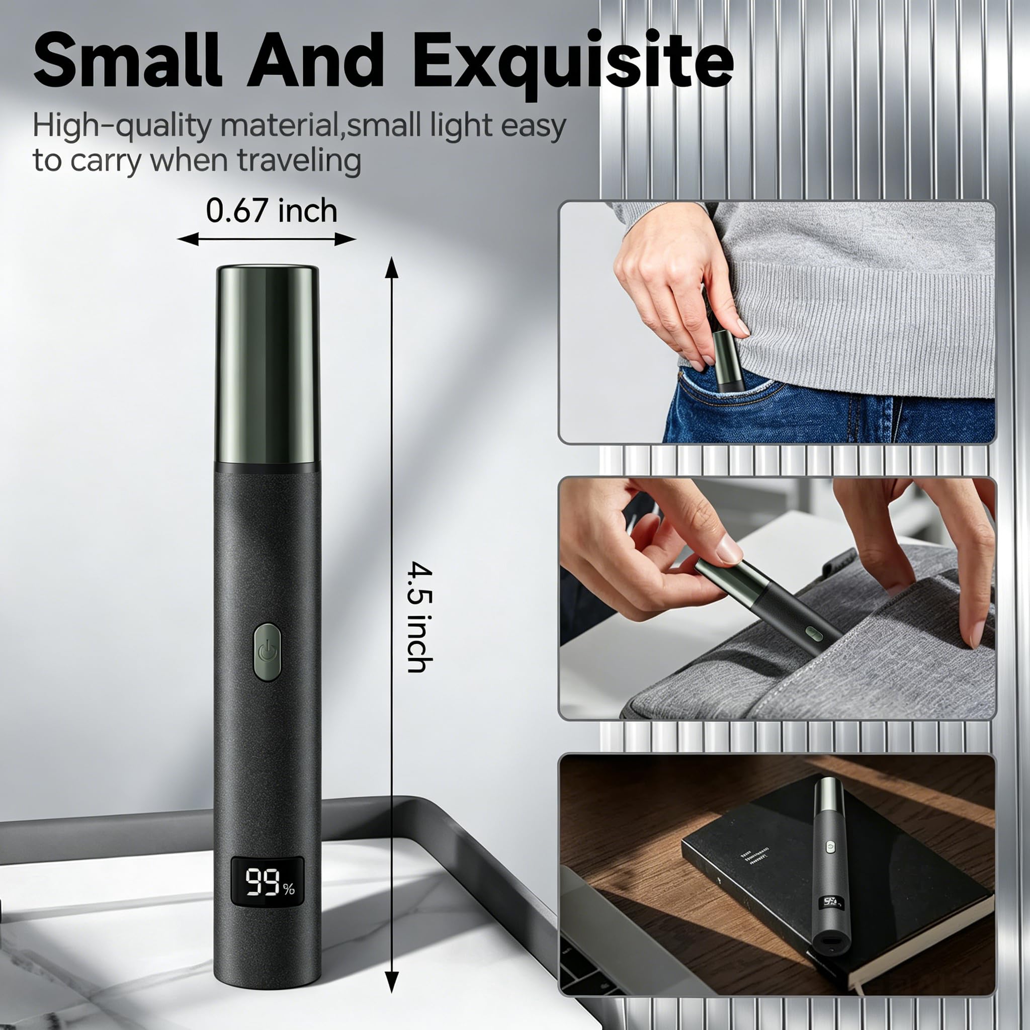 RUIM 3-in-1 Nasenhaarschneider für Männer & Frauen, schmerzloser Augenbrauen-Ohr-Gesichtspflege, USB-C Schnellladung Wasserdicht mit LED-Anzeige, Duschsicheres Reise-Kit Geschenk für Papa Weihnachten