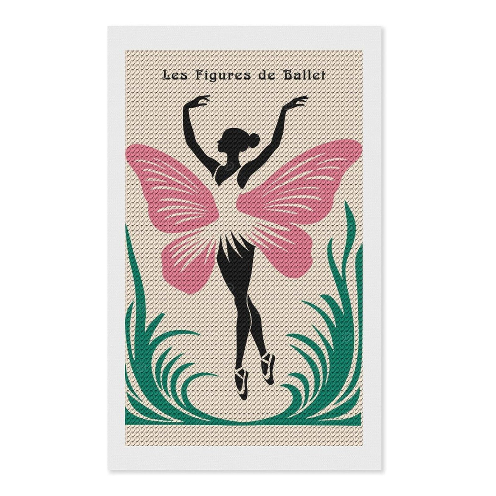 Junmoney Les Figures De Ballet Art Print Diamond Painting Kit 12"x20", Festive Craft Gift, Bedroom Decor, Full Kit Included, Creative Gift Idea