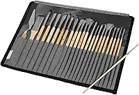 Conjunto de pincéis de tinta, 25 peças profissionais, conjunto de pincéis de pintura a óleo com raspador e bolsa de pano, fonte de pintura versátil para acrílico, óleo, aquarela e guache para viagem