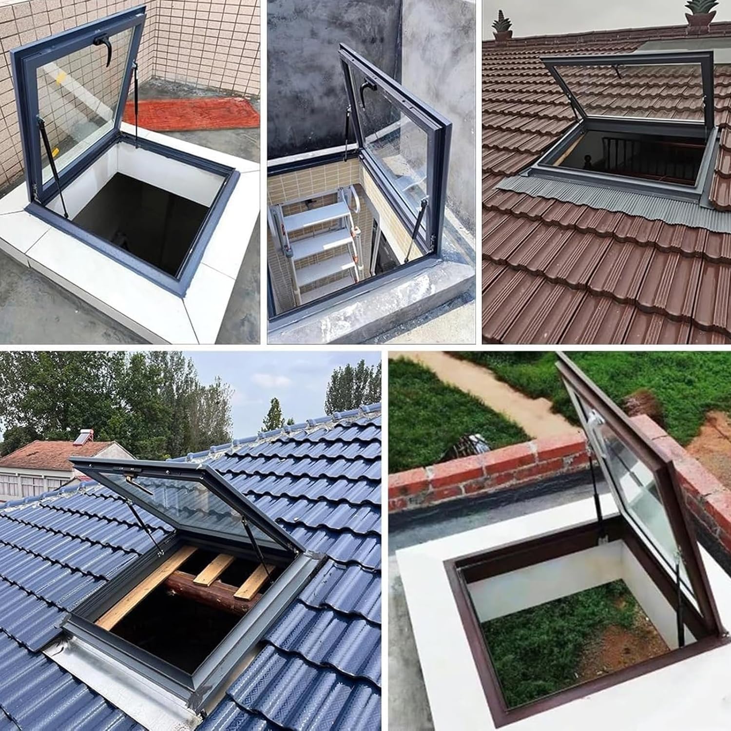Claraboya de Aluminio, Ventana de tejado para Vivienda, Doble acristalamiento, ventilación Manual, Rectangular, Apta para áticos, solarios,60x70cm/23.6x27.6in4.2