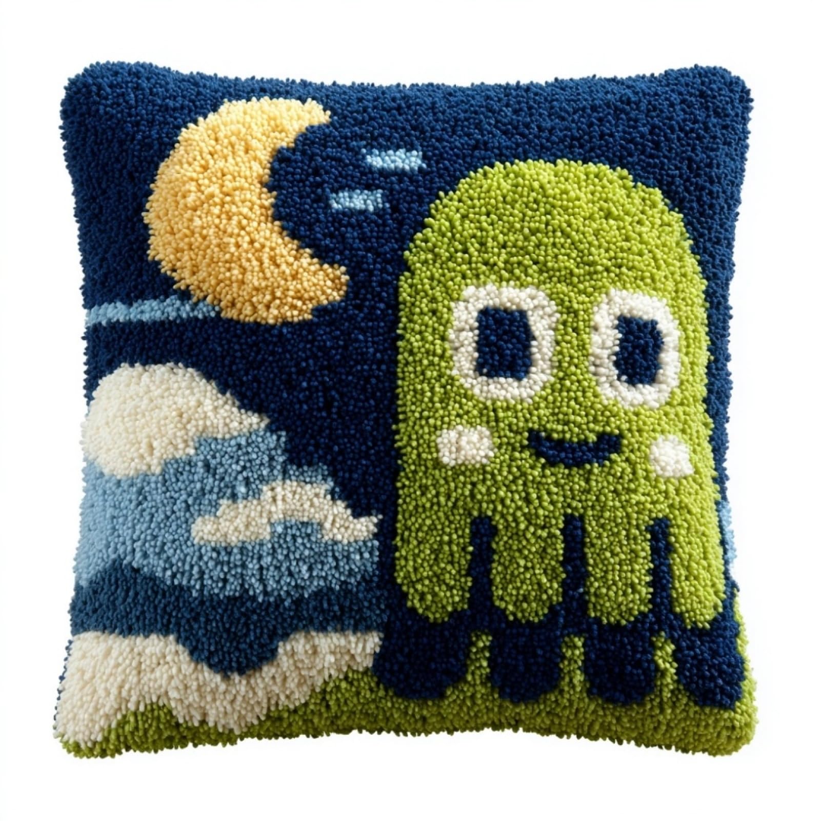 WallustrioaW DIY Latch Hook Cushion Kits 43x43cm,Octopus and the Moon