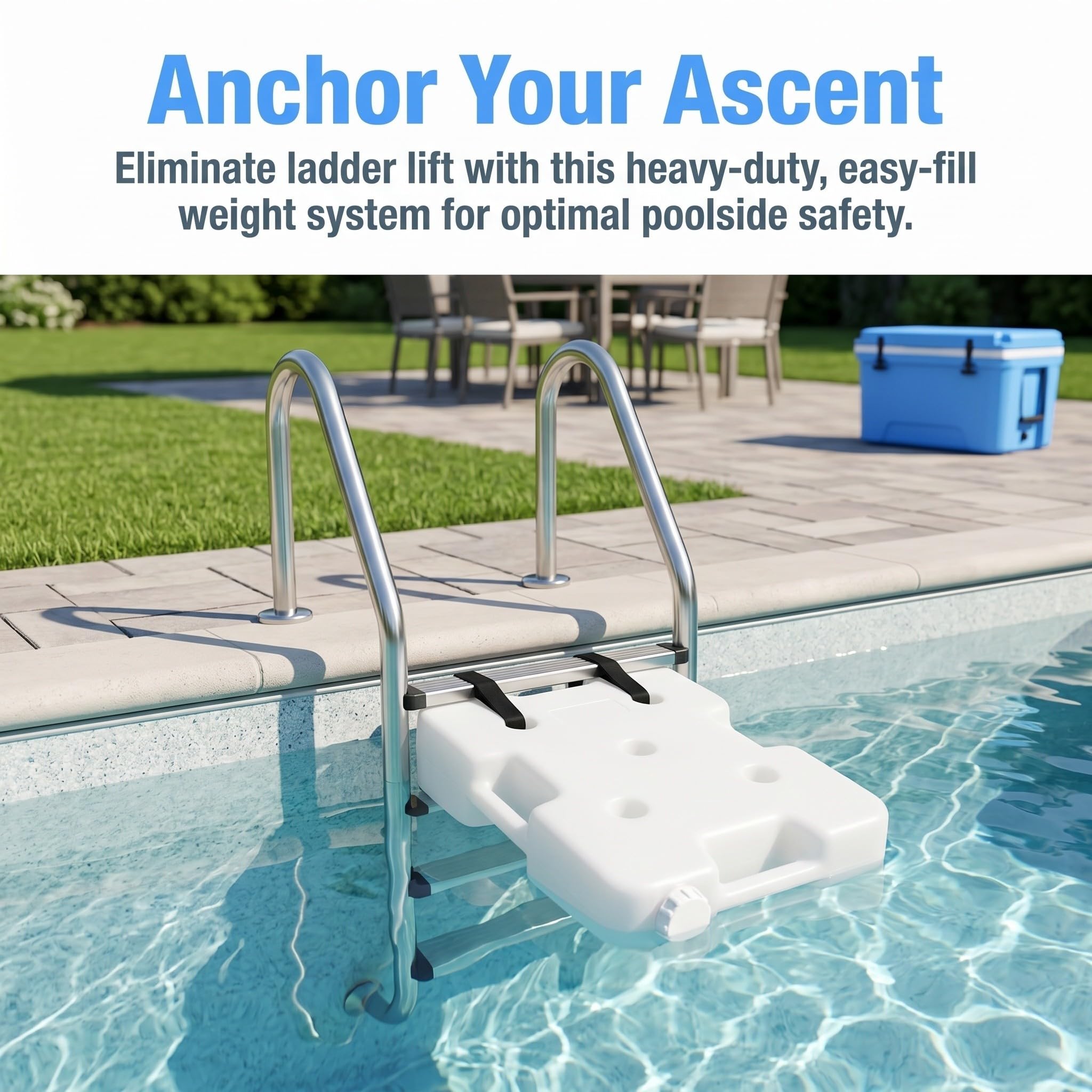 Échelle de Piscine Installation Facile et Stabilité Renforcée en Plastique Blanc avec Sangles Réglables Robustes pour Piscines Hors Sol et Enterrées pour Usage Domestique