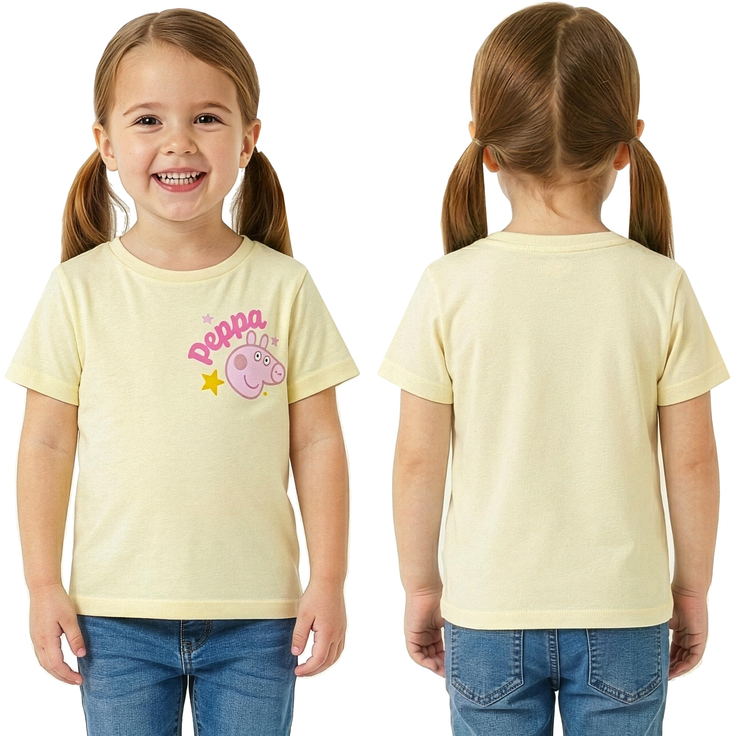 Peppa Pig Camisetas Niña Pack de 3, Camiseta Niña Manga Corta, Ropa Niña con Peppa, George y Evie