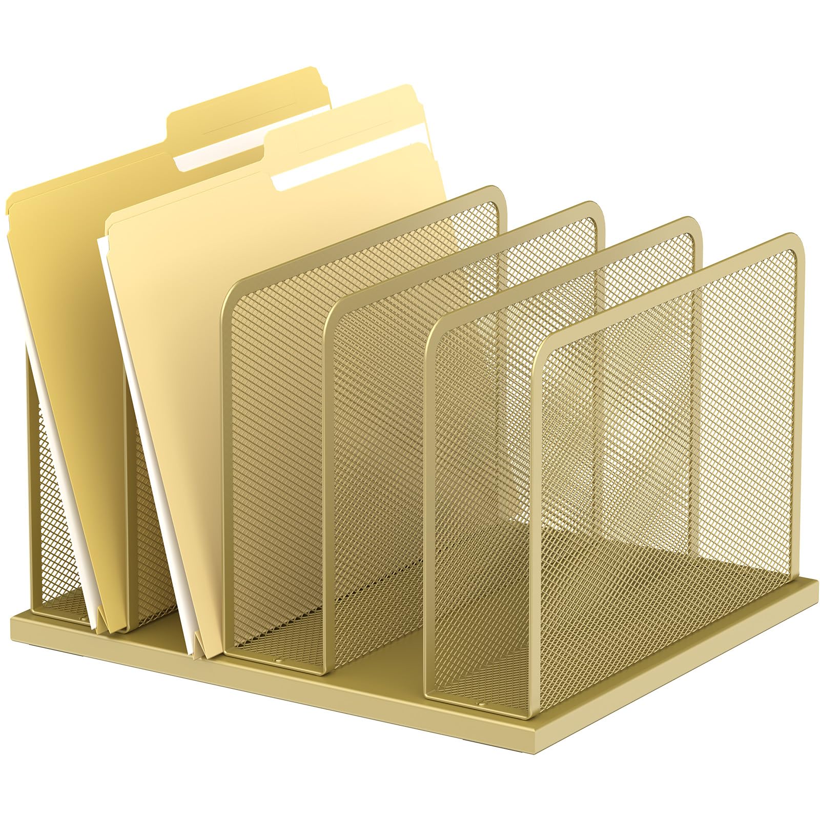 Kuntine.b Gold Desk File Organizer Upright Mesh Desktop Organizer File Sorter Office Organization File Holder For Home, Office & Classroom (, 1 Pack 5-Section)
