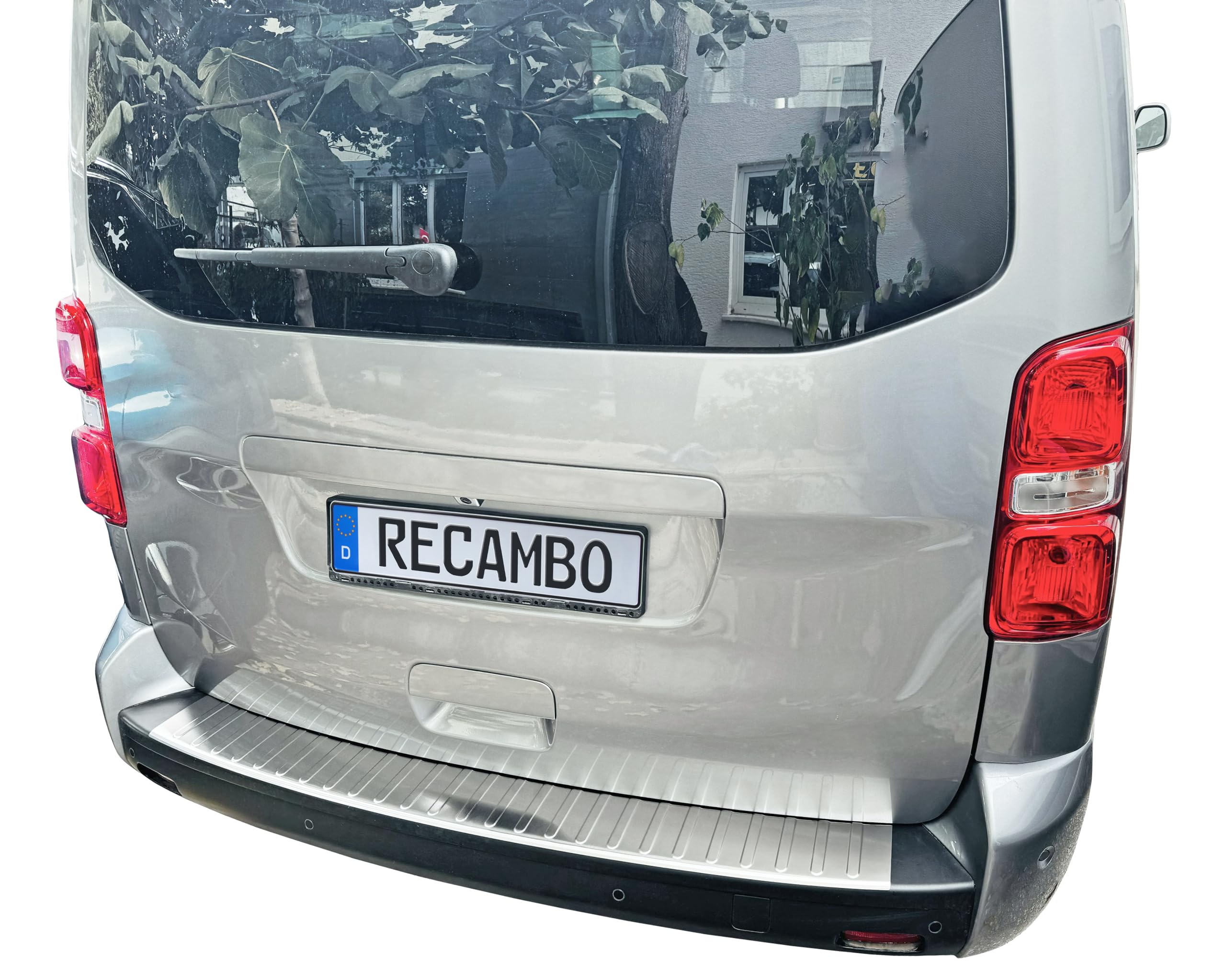 RECAMBO Protezione per paraurti in acciaio inox spazzolato opaco con texture compatibile con Peugeot Traveller anno di costruzione dal 2016 Styling e protezione per il paraurti