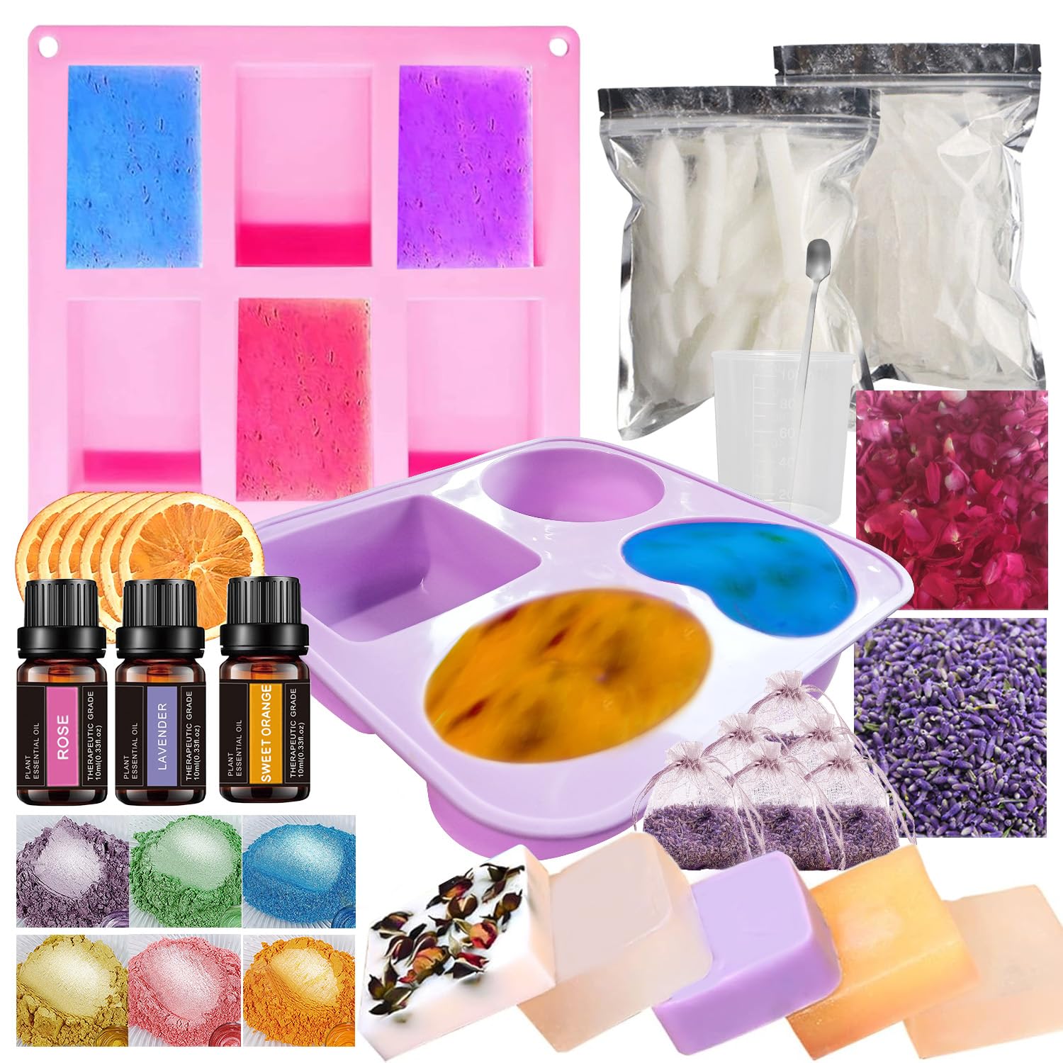 SUNXBUK Sapone Fai Da Te,Kit per la Produzione di Sapone Fatto a Mano,Set Creativo, Kit per Principianti per la Preparazione di Fai Da Te, Inclusi Tutti i Materiali,Regali di Natale e per le Feste