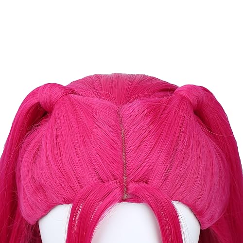 Miniatura 12 de Peluca trenzada negra con flequillo para niños, peluca larga y recta con 2 coletas, pelucas sintéticas para niñas, pelucas sintéticas con gorra