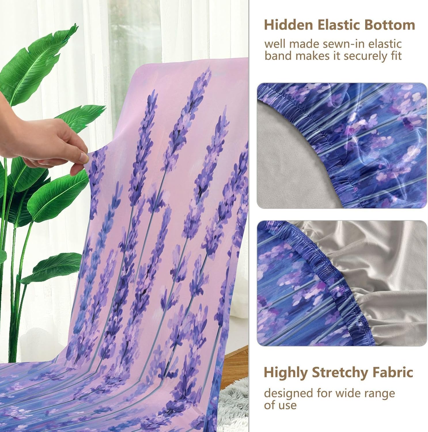 ALAZA Chair Covers for Dining Room, Retro Lavender Art Stretch Chair Cover Sets Chair Protector Removable Washable for Ktichen Restaurant Hotel