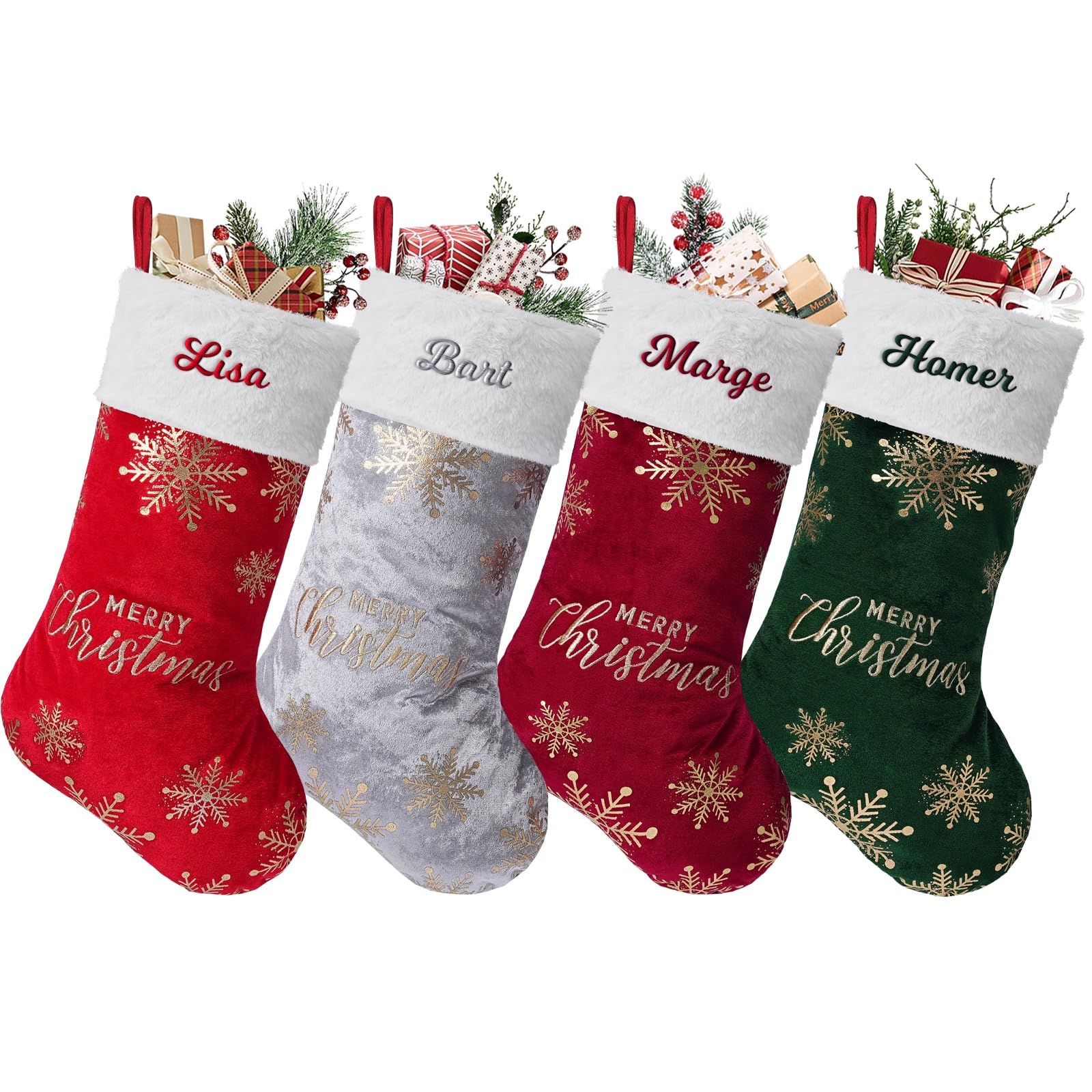 papasgix Personalised Christmas Stockings Custom Name Embroidered Stockings Christmas 18inch(46cm) Santa/Snowman Xmas Stocking Personalised Christmas Decoration Fireplace Hanging