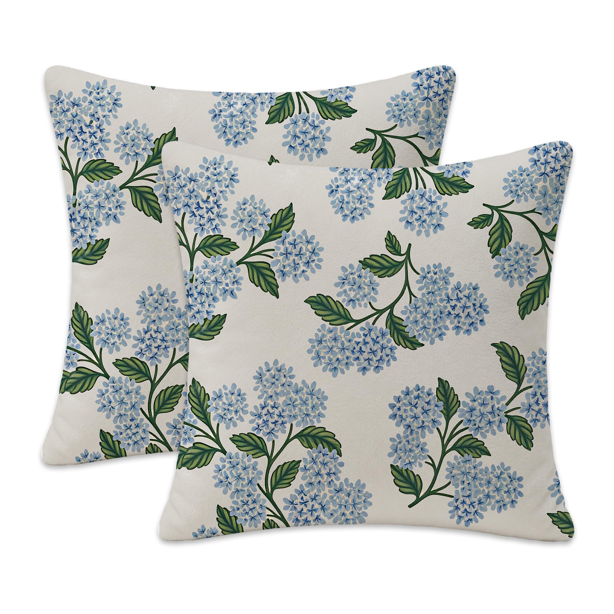 Light Blue Flower Cushion Covers Hidden Zipper Soft Comfortable 45x45cm