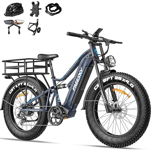 FREESKY 2000W Electric Bike with BAFANG Motor & 48V 30Ah Samsung Cells Battery, 35MPH Max Speed, 120 Miles Range, Full Suspension Mountain Ebike for Adult, 26" Fat Tires, Smart Keys, Hydraulic Brakes