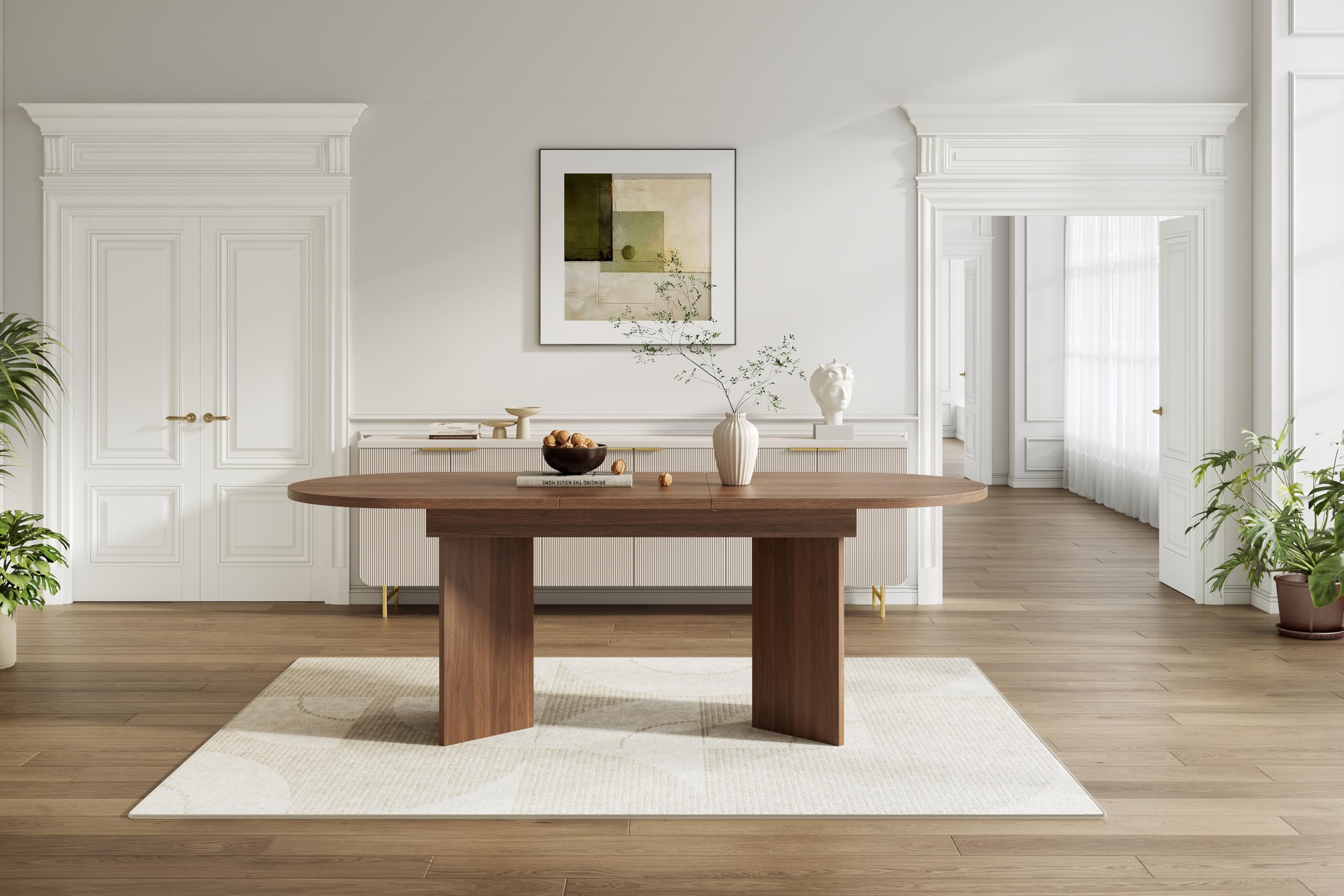 Table à manger extensible 120/160 x 80 cm, table à manger extensible pour 4-6 personnes, table de cuisine rectangulaire avec coins arrondis et plateau de 18 mm (noyer, 120/160 x 80 cm)