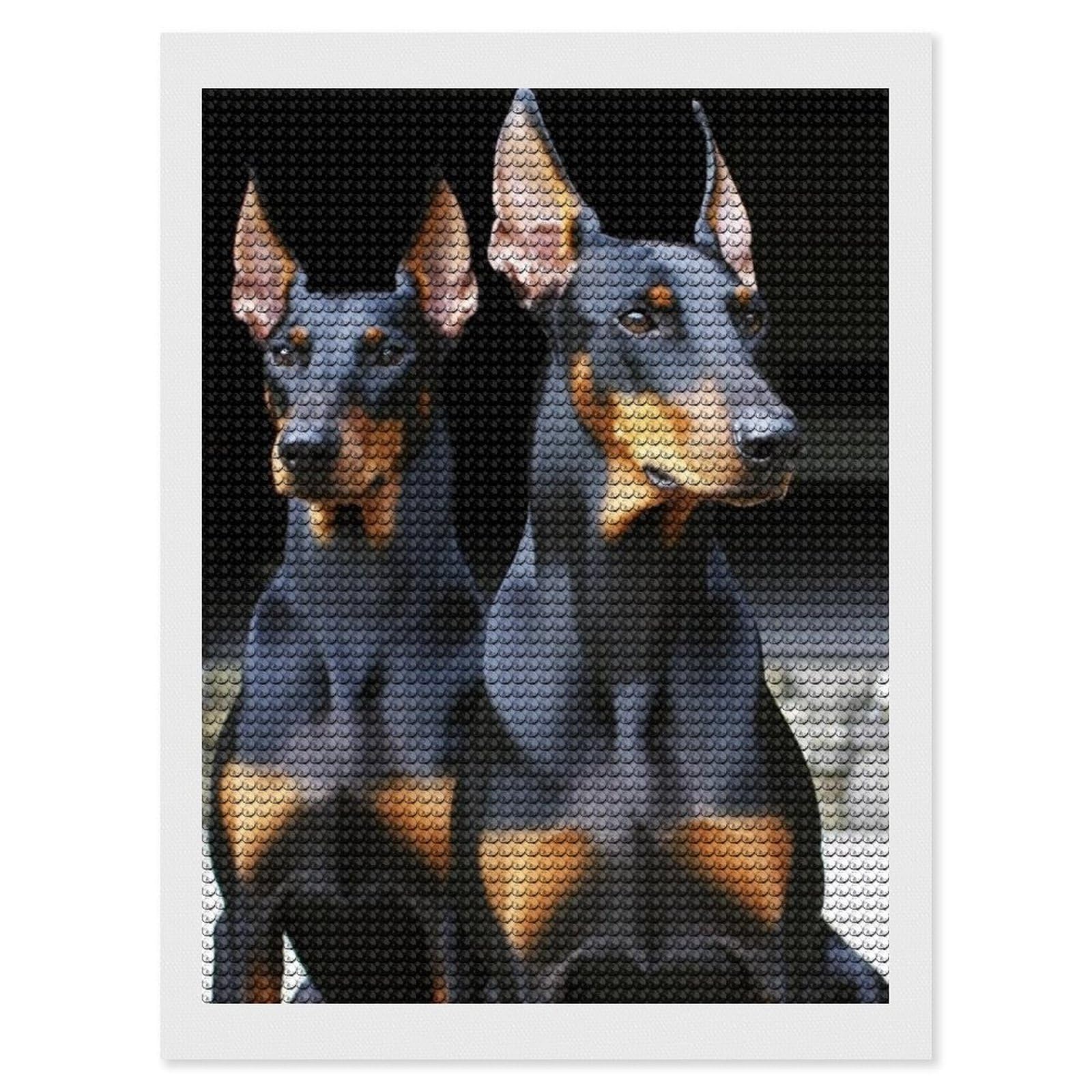 NONHAI Diamond Painting Kits for Adults - DIY Diamond Art Kits for Beginners - Full 5D Paint Drill Diamond Dots Paintings- Doberman Diamonds Pictures Gem Art and Craft Wall Decor 12"x16"