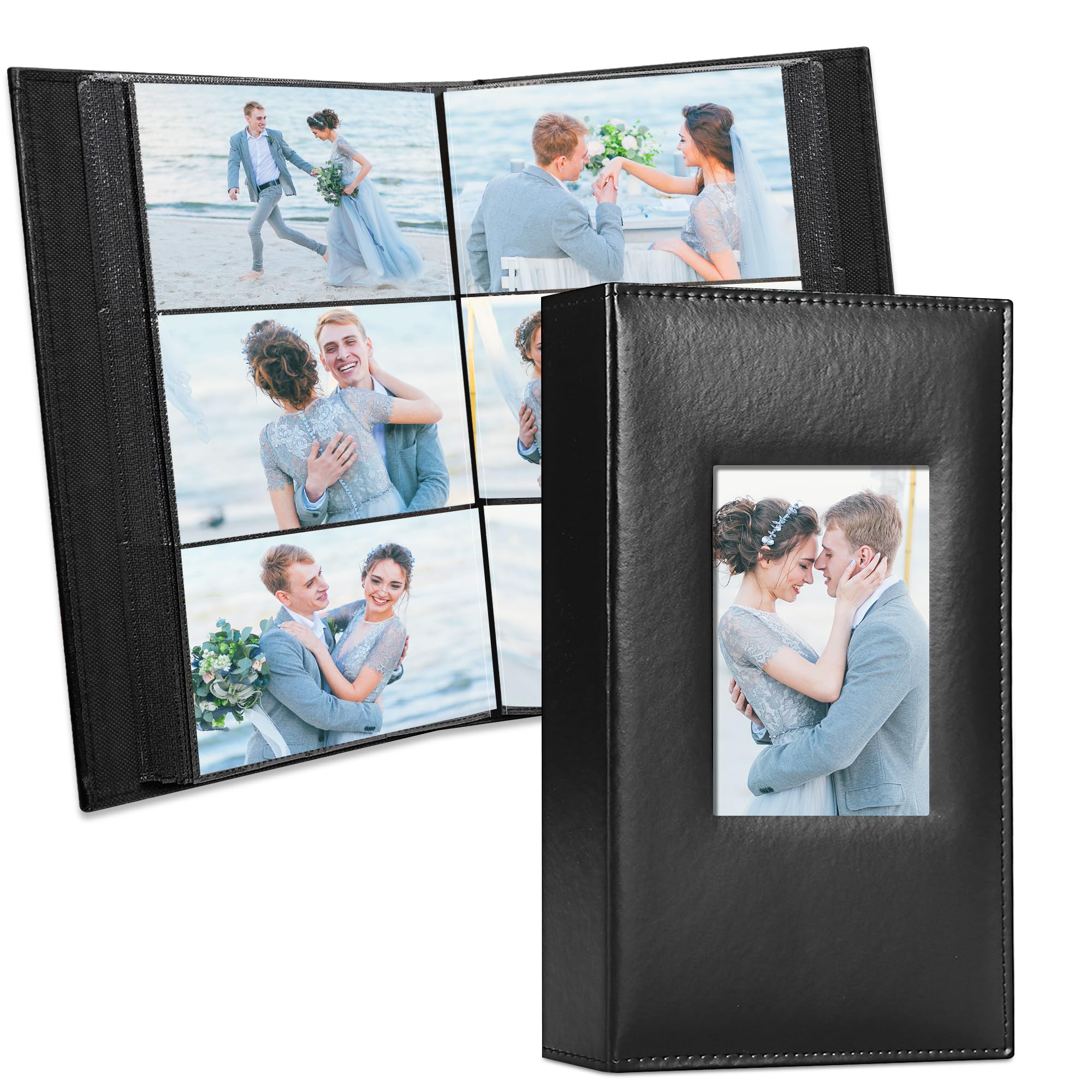Vienrose Photo Album 4x6 300 Photos Leather Cover Extra Large Capacity Picture Book with Pockets for Wedding Family Anniversary Baby